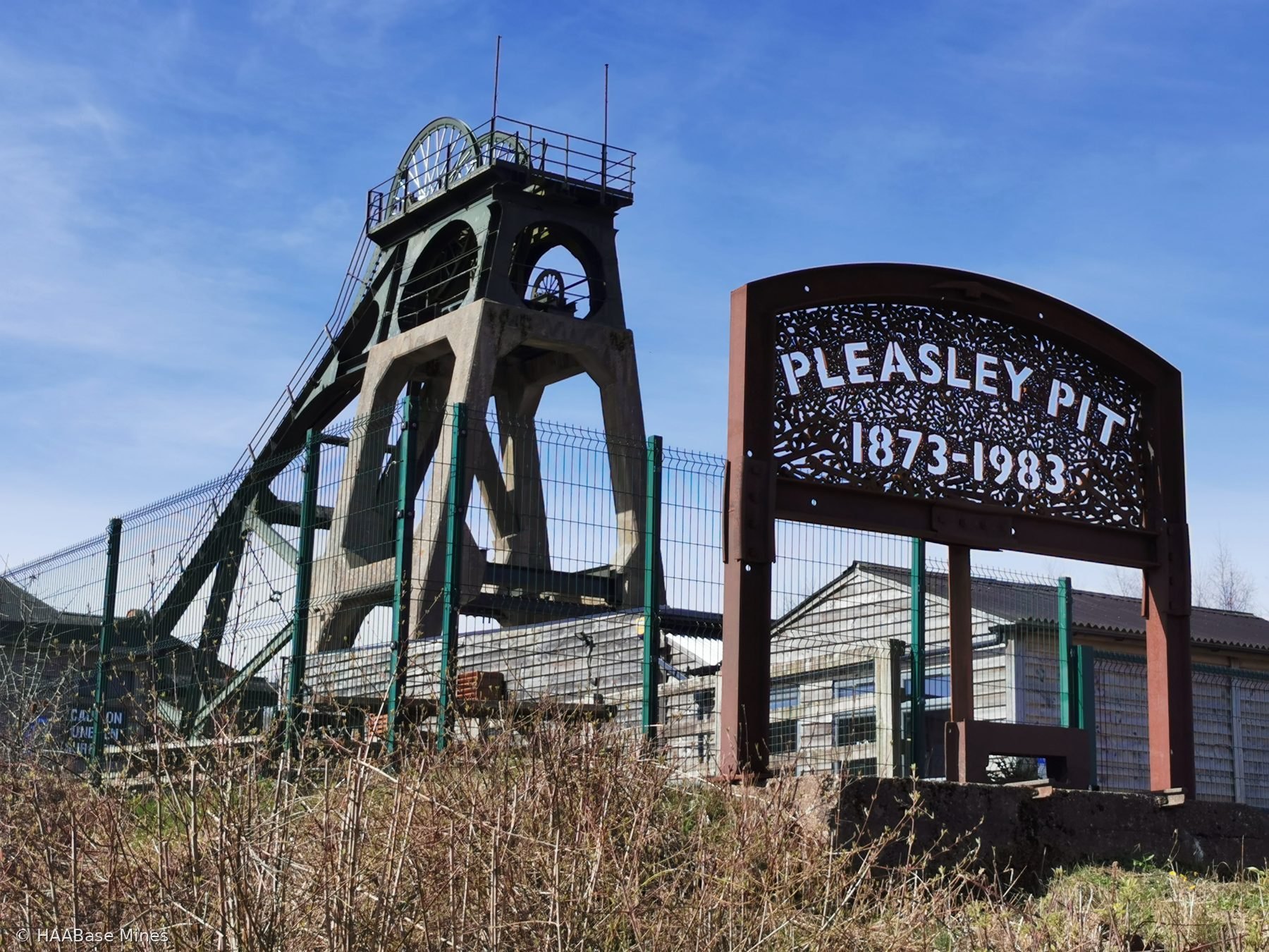 Pleasley Colliery mine headframe or winding tower site